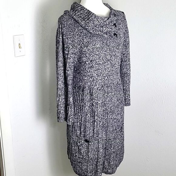 Style&Co Black & White Tweed Sweater Dress, Aysemetrical Cowl Neck, Size XL - Picture 10 of 11